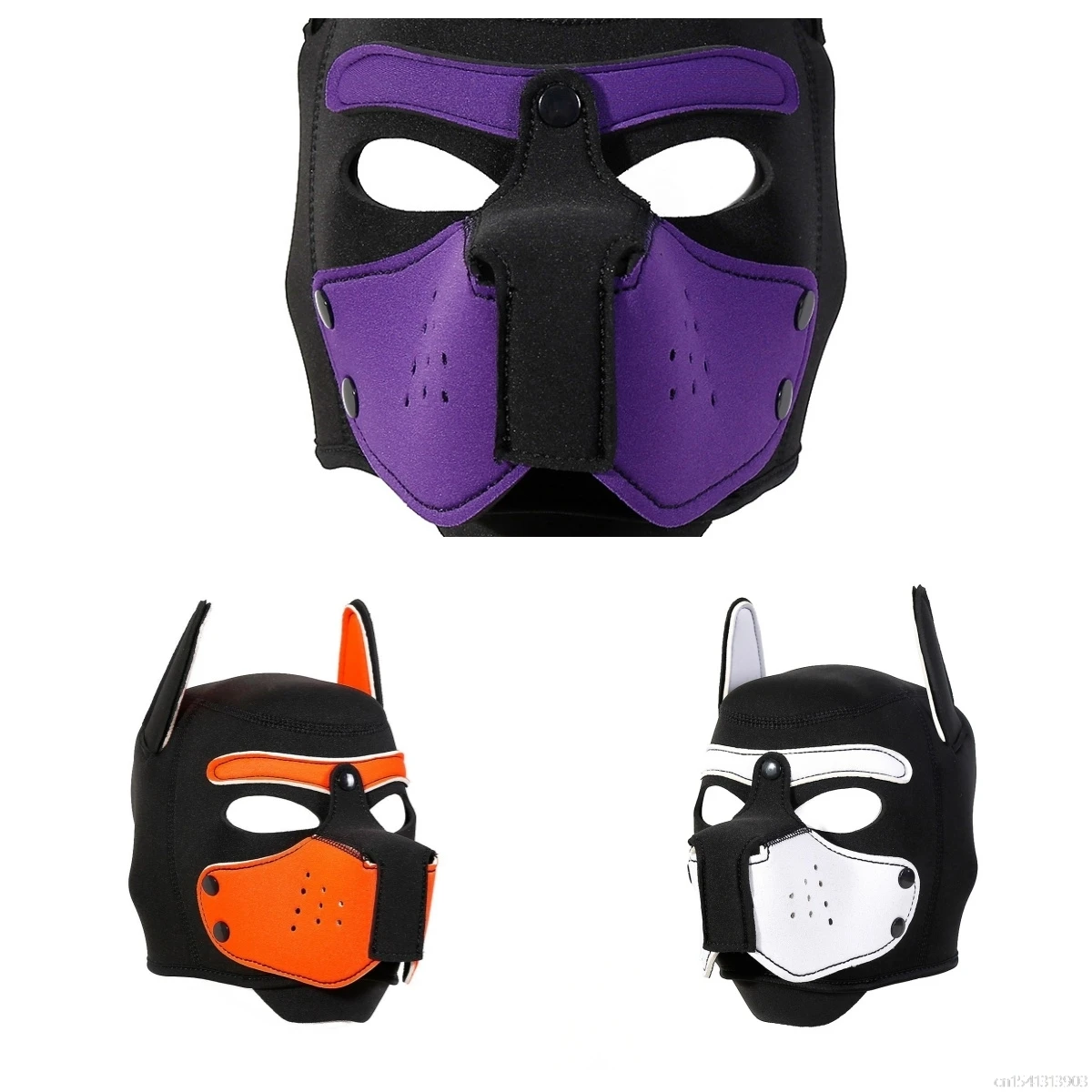 Pupply Play Party Couples Games Full Face Fetish Masks Unisex Fashion Sexy Costumes Halloween Hood Latex Open Mouth Dog Headgear
