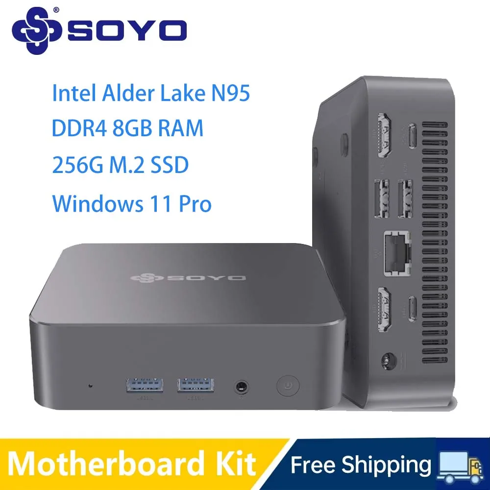 SOYO M4 Air Mini PC Intel Alder Lake N95 Mini PC Computer PC Win11 Pro Mini PC DDR4 8GB RAM 256GB ROM WiFi5 BT5.0 Desktop