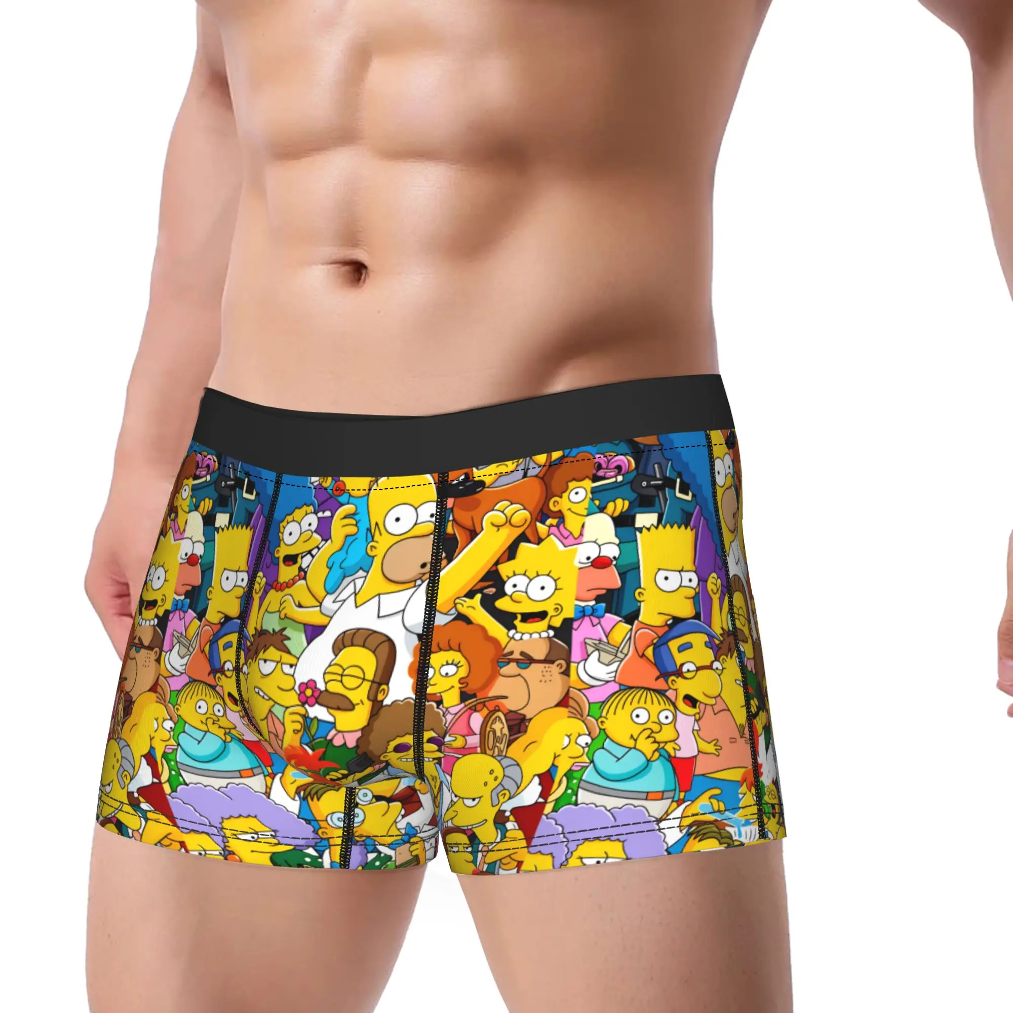 S-Simpsons Family Cartoon Characters Funny Underwear  Printing Trunk Trenky Males Underpants Breathable Shorts Briefs Gift