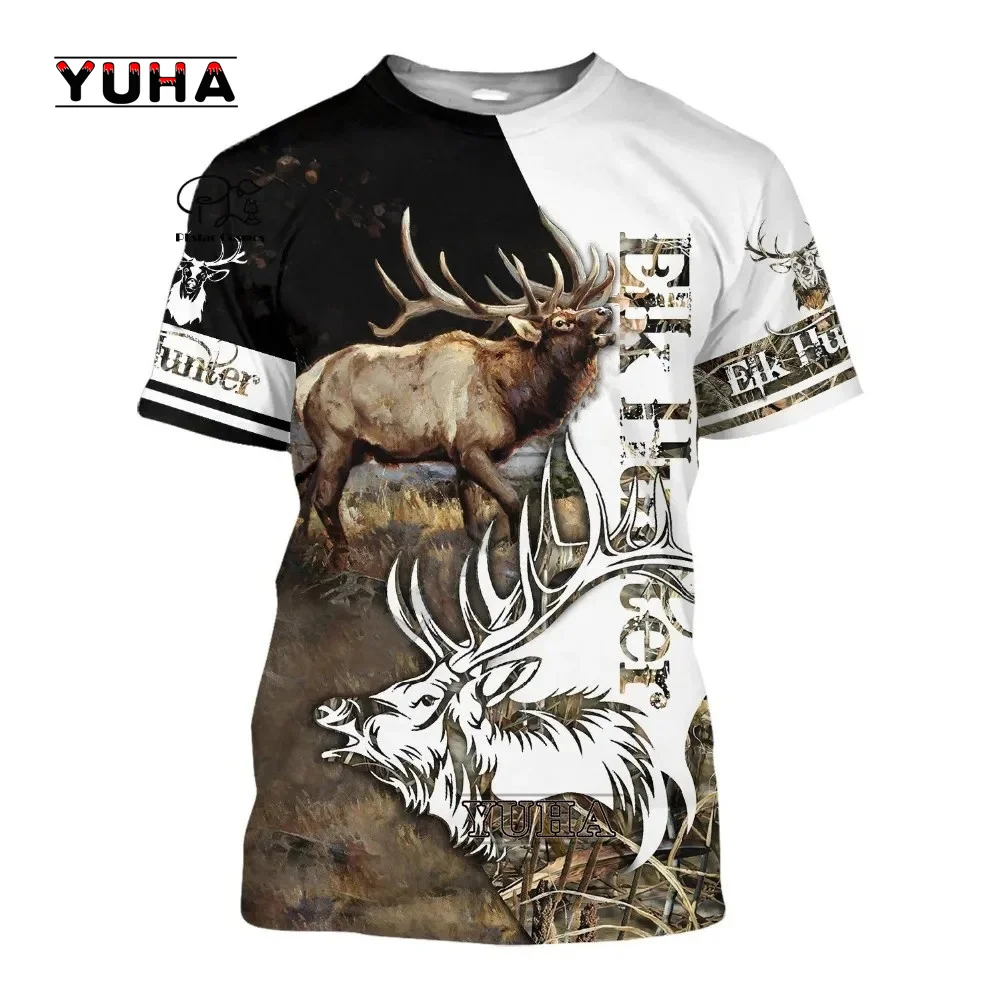 Hunting Animals Newest Animal Tattoo Camo Deer Hunter Moose Hunter Streetwear 3DPrint Unisex Summer Casual Short Sleeves Tshirt