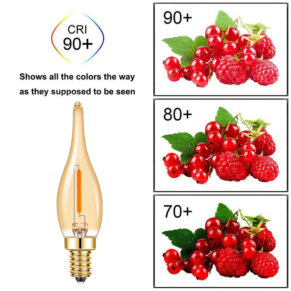 Filament Led bulb E14 220V 1W E12 110V Vintage Warm White Replaceable Retro For Chandelier Crystal Lamp Decoration Living Room