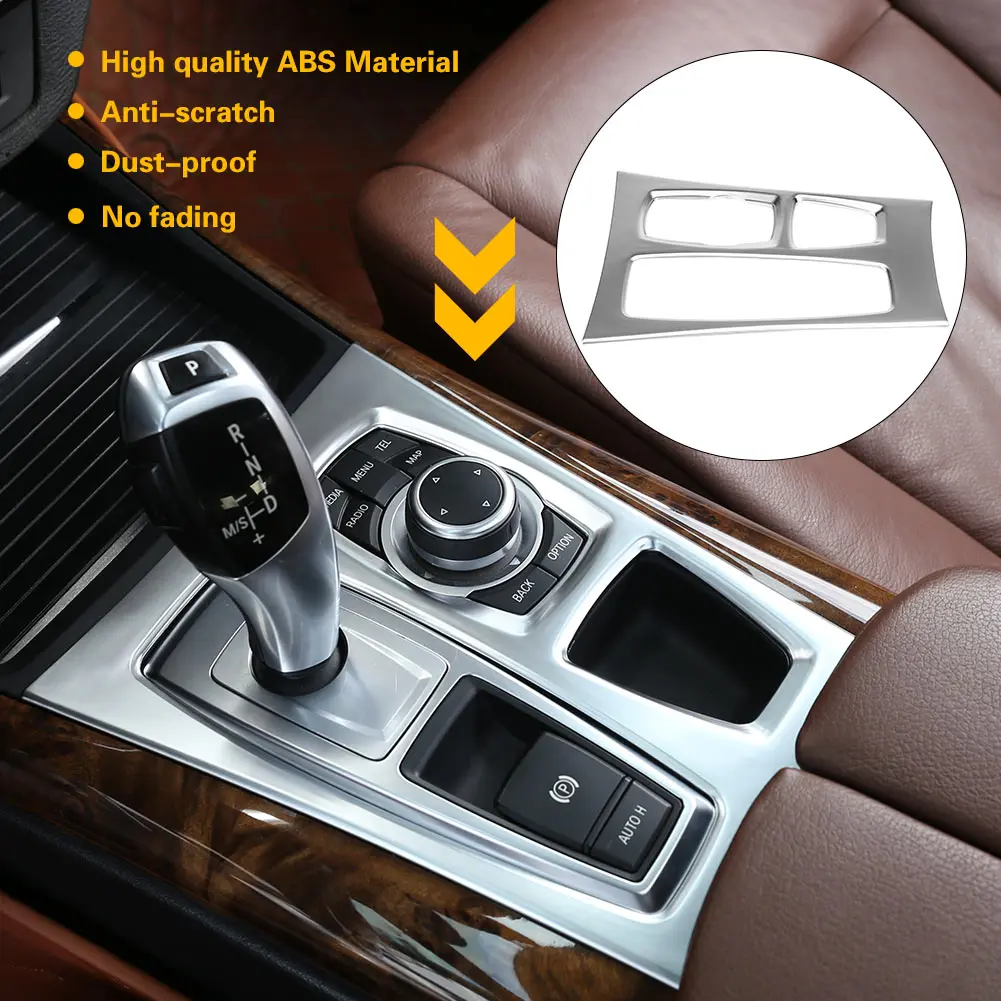 Chromium Electroplating Center Console Gear Box Panel Cover Trim For BMW X5 E70 2010-2013