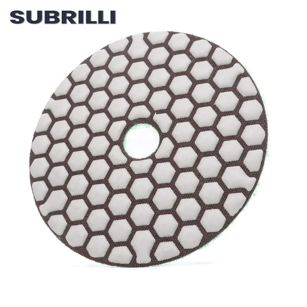 SUBRILLI 3pcs 4"/100mm Diamond Dry Polishing Pads For Marble Granite Flexible Pad Diamond Grinding Disc Sanding Polisher Pad