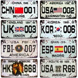 China Korea Vintage Tin Plate, Metal Sign, Route 66, Retro Plauqe HK, Decorative Painting Gifts for Car,12x6 Inch,FBA-007