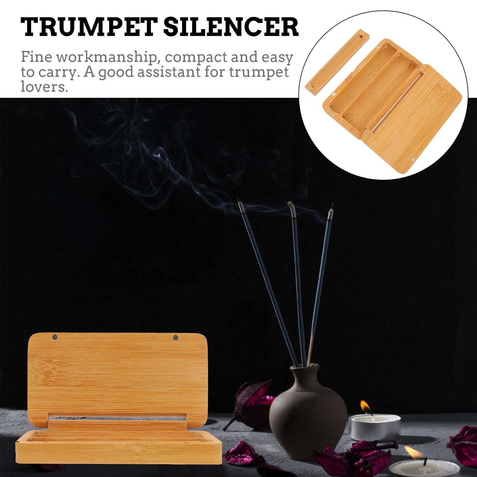 

2pcs Incense Box Carbon Bamboo Stick Container Storage Portable Holder Useful Aromatic Texture Clear Polished