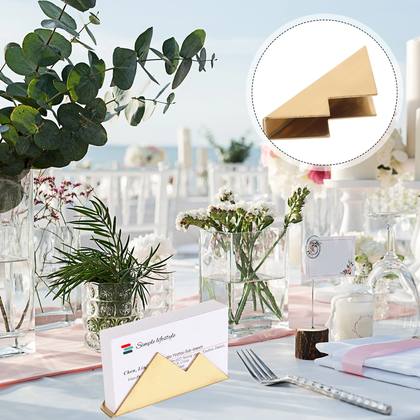 

Business Holder Desktop Metal Name Card Organizer Vertical Stand For Office Clinic Shop Table Display Multifunctional Card Base