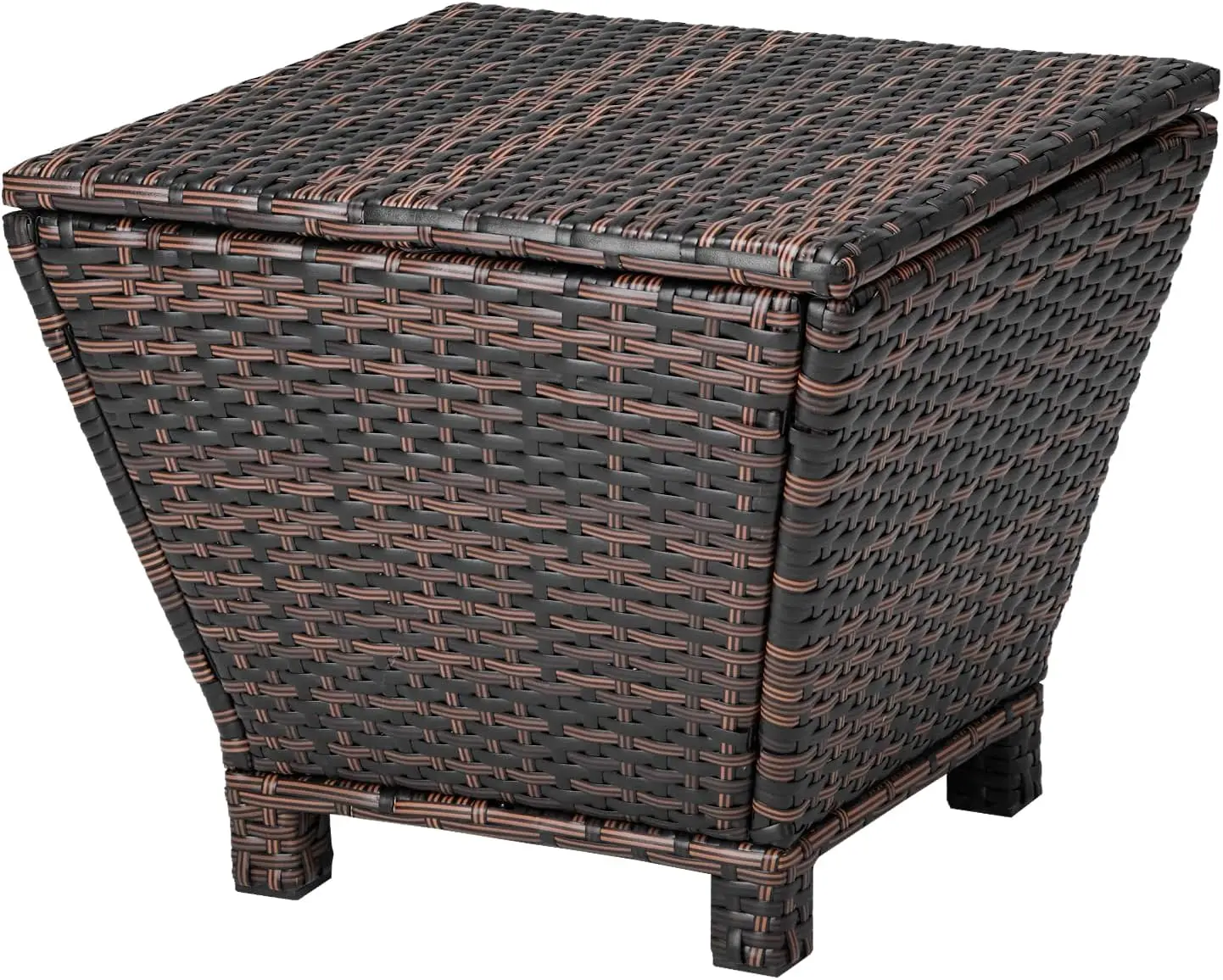 

13 Gallon Outdoor De Box, Wicker Outdoor Storage Box With Lid, Small Storage Bin Container For Outside And Patio, Patio Rattan