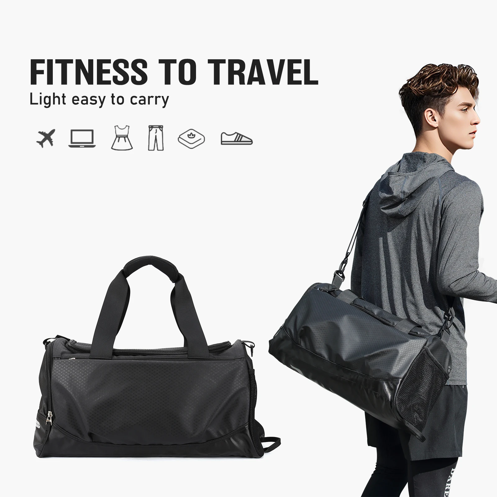 กระเป๋า Duffle พร้อมช่องใส่รองเท้า, กระเป๋าเดินทาง Duffel ความจุขนาดใหญ่แบบพับได้สําหรับผู้ชายผู้หญิง, กระเป๋าเดินทางในห้องโดยสารผู้หญิงผู้ชายกระเป๋ากีฬา