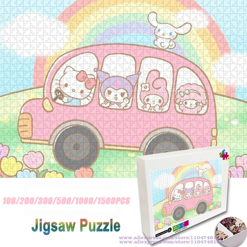 

Sanrio Characters Puzzle Jigsaw 108/200/300/500/1000/1500Pcs Hello Kitty Kuromi My Melody Intelligence Puzzles Gift with Box