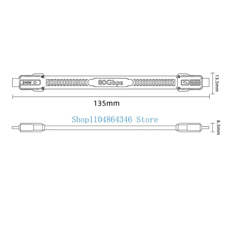 5ASD Professional USB4 Soporte cable corto 80 Gbps Velocidad 8K@60Hz Línea función completa