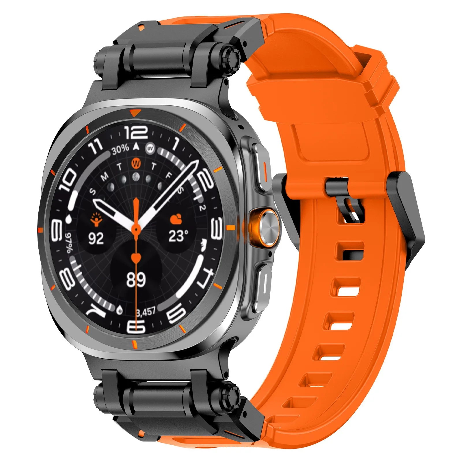 Correa deportiva de goma TPU Ultra 47mm para Samsung Galaxy Watch 7 Ultra 47mm sin huecos reemplazo de pulsera de reloj