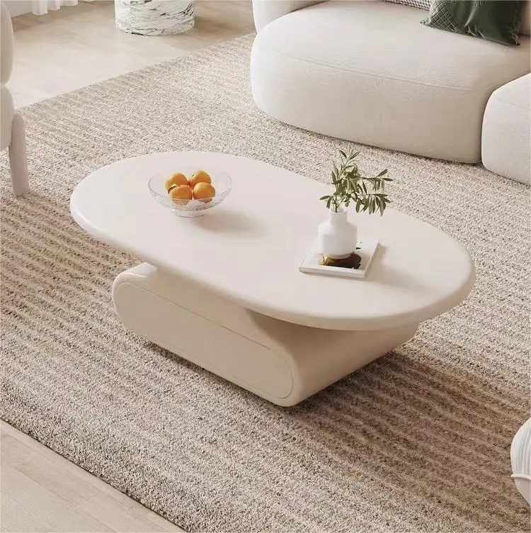 2023 marble new design cloud long coffee table surface wooden frame simple living room coffee table
