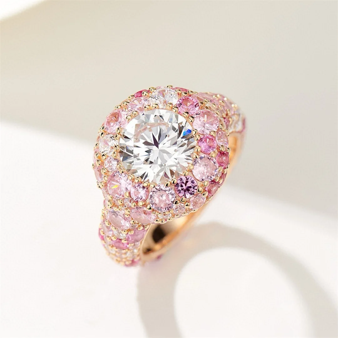 

Sweet Pink Diamond Ring S925 Silver 2.5 Carat Diamond Ring Fashion Candy Ring