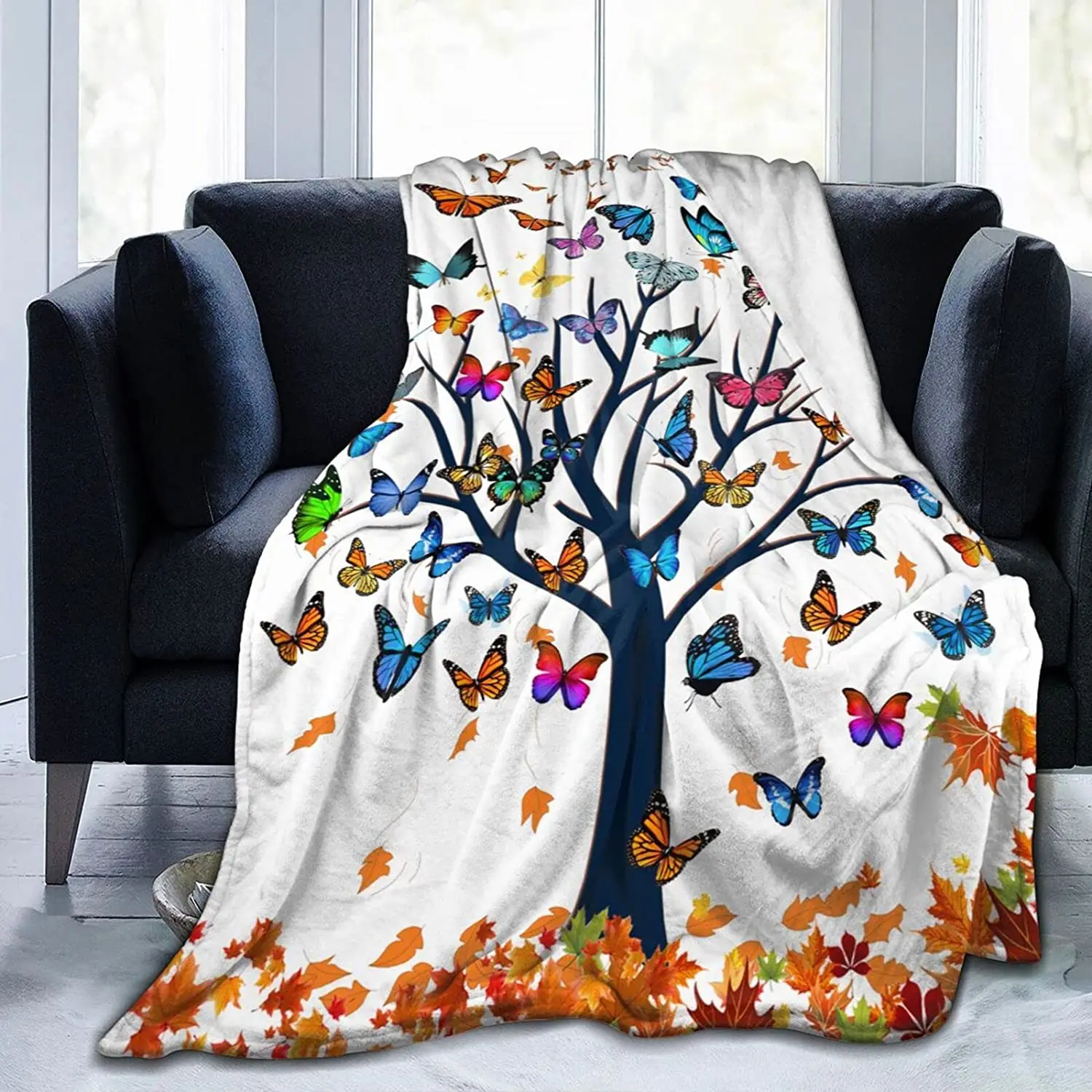 

Butterfly Blanket Soft Lightweight Flannel Fleece Cartoon Throw Blankets Bedding for Bed Sofa Couch Chair Travel 50"X40"