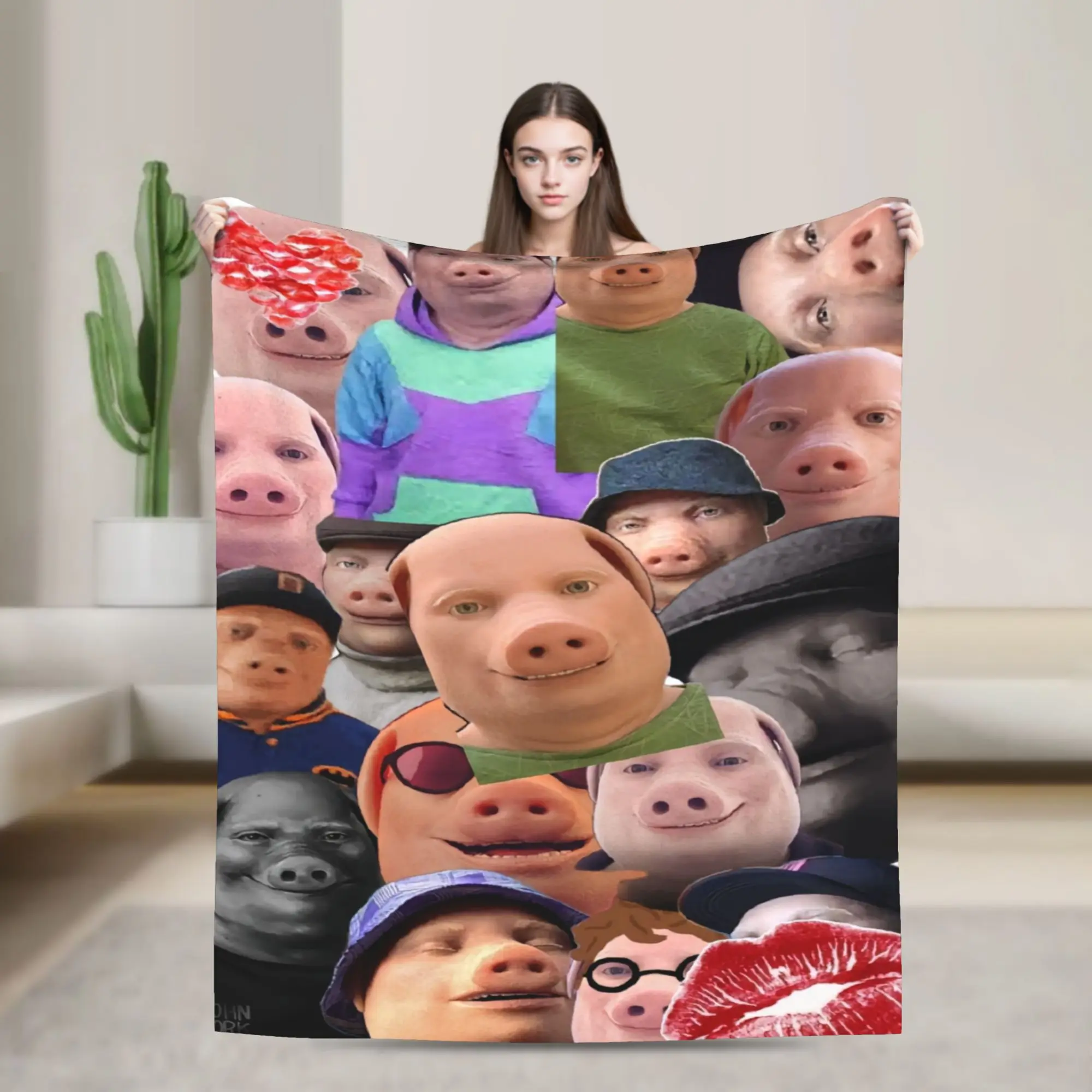 Funny John Pork is Calling Scuba Dance Blanket Quality Warm  Throw Blanket Spring Airplane Travel Outdoor Novelty Bedspread