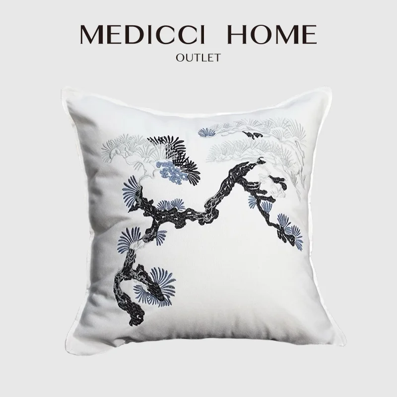 

Medicci Home Восточные элементы декоративная квадратная наволочка с акцентом и листьями сосны жаккардовая экзотическая наволочка 45x45 см