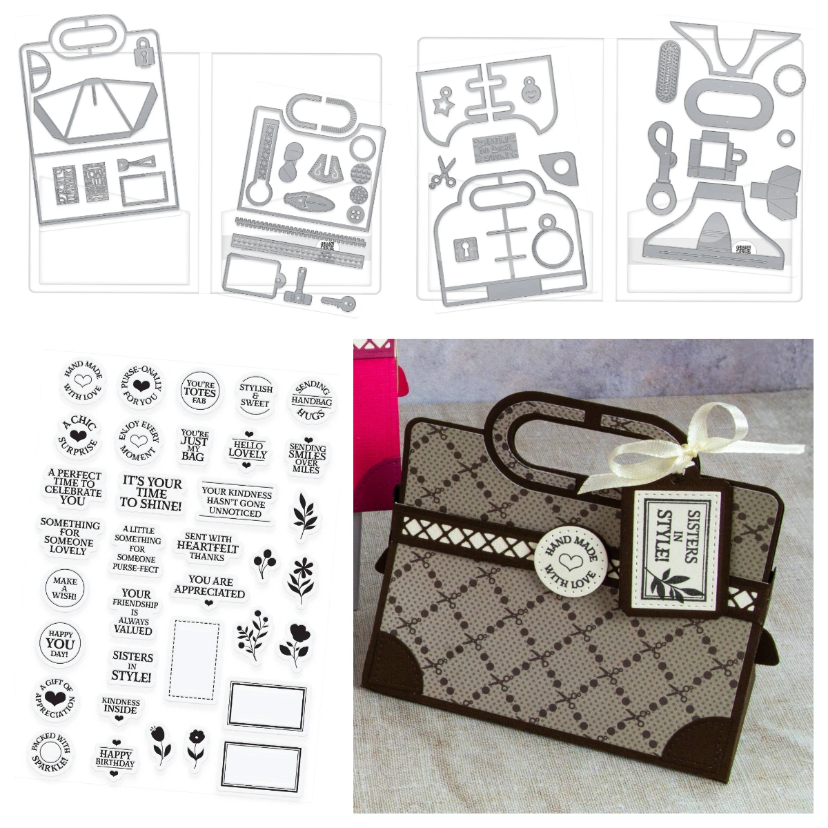 

2025 New Dies and Stamps Set Elegant Argyle Die Handbag Die DIY Home Greeting Card Gift Box Handmade Scrapbooking Christmas Dies