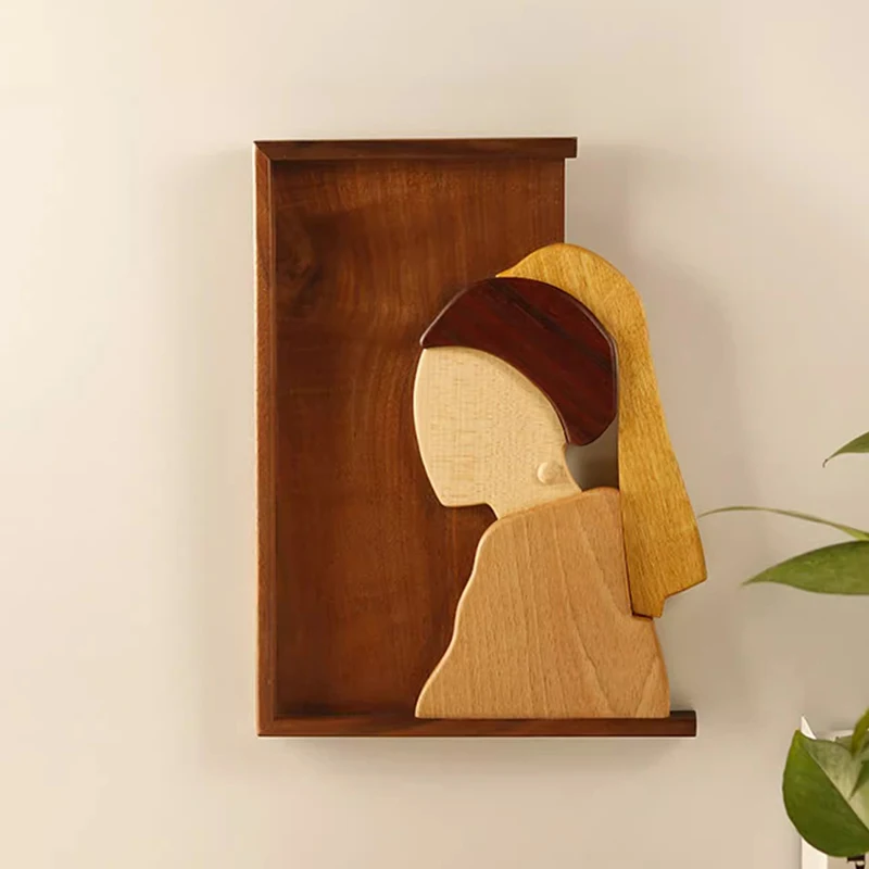

Modern Wall Accents Wooden Figures Mural Ornament Living Room Office Art Murals Nordic Elegant Interior Wall Accessories