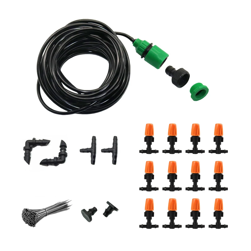 

Dropshipping Fog Nozzles Micro Automatic Garden Irrigation Watering Kit 10m Hose Gray Spray Head With 4/7mm Tee and Connector