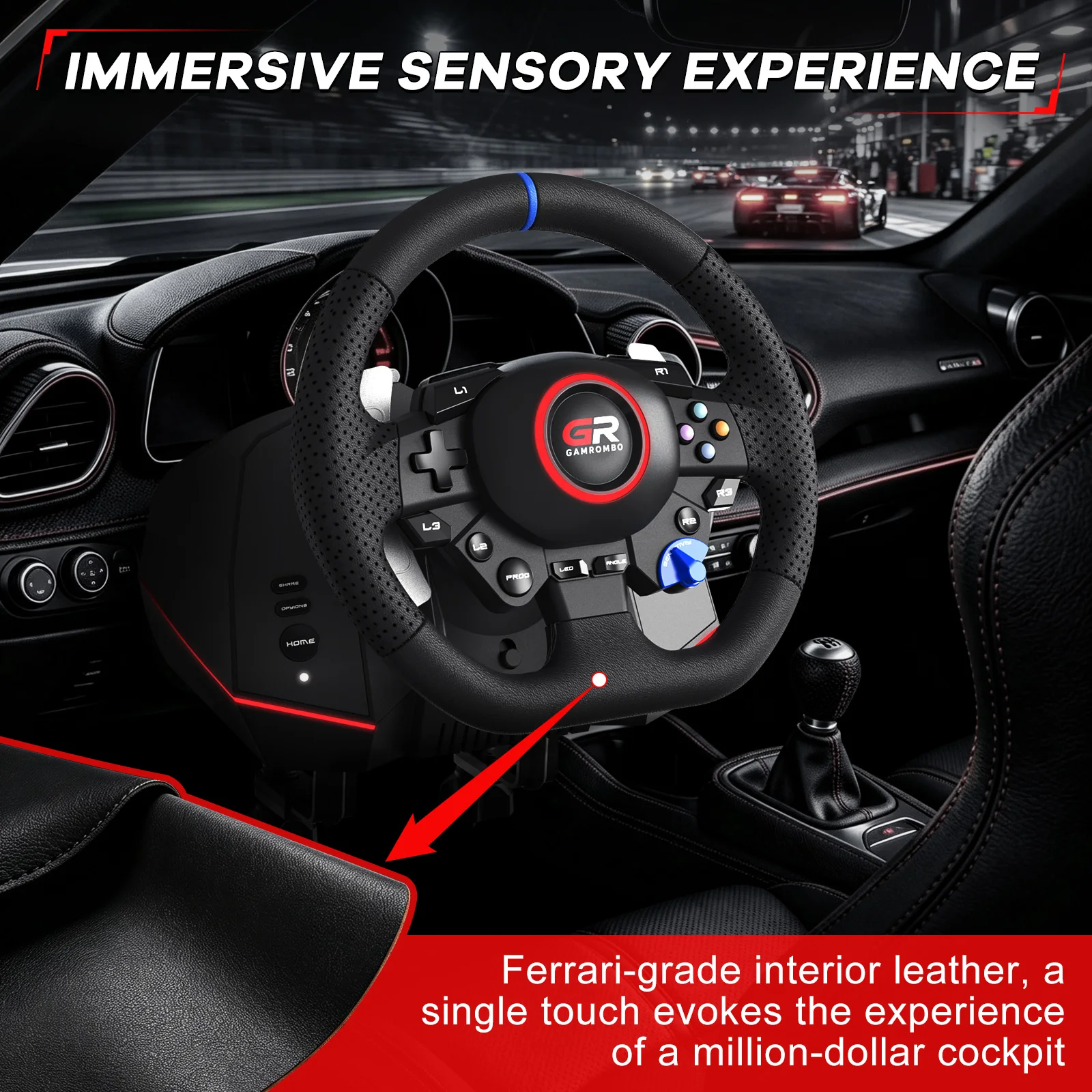 F127 Gaming Steering Wheel For PS5/PS4/PC 270°/900° RGB Racing Wheel Volante Hall 3-Pedal and gear lever Set - view 5