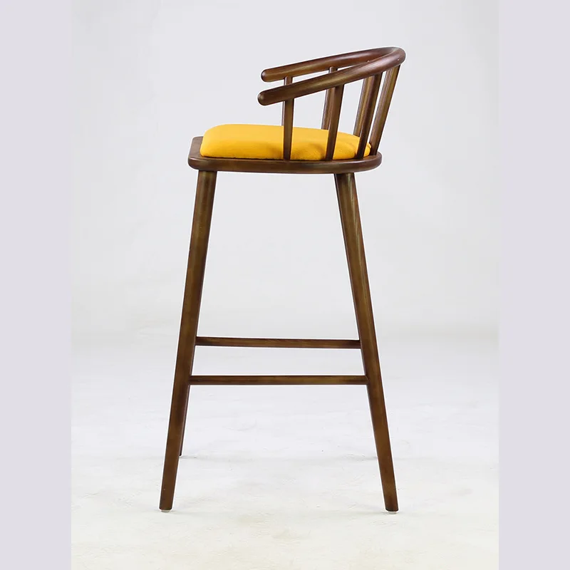 كرسي مرتفع من الخشب الصلب البسيط الاسكندنافي، مقهى شاي الحليب ومطعم مكتب أمامي كرسي بار خلفي #4