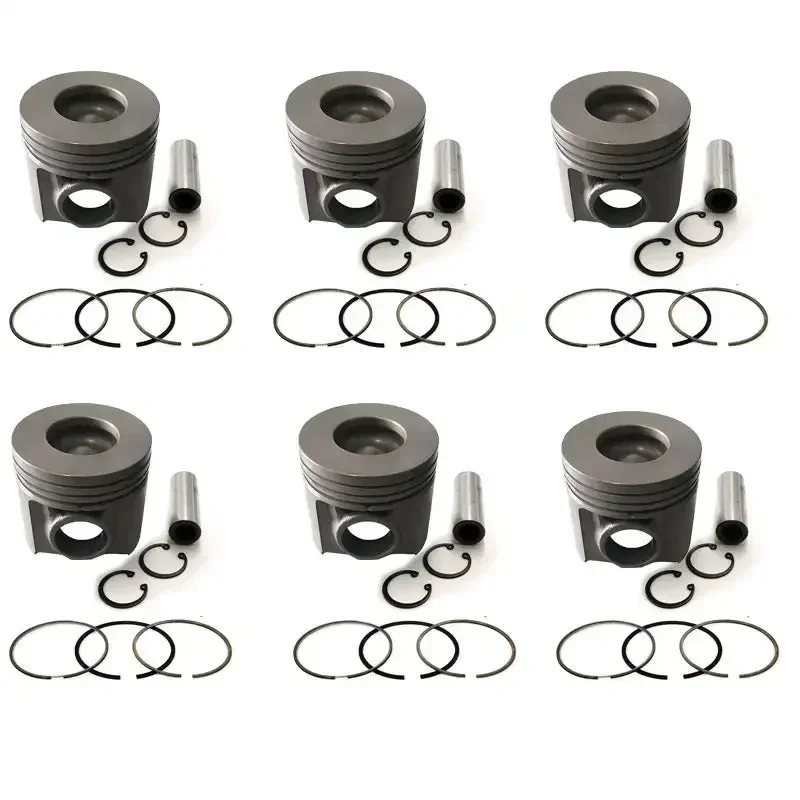 New 6 Sets STD Piston Kit With Ring 6152-32-2510 Fit For Komatsu 6D125 Engine 125MM