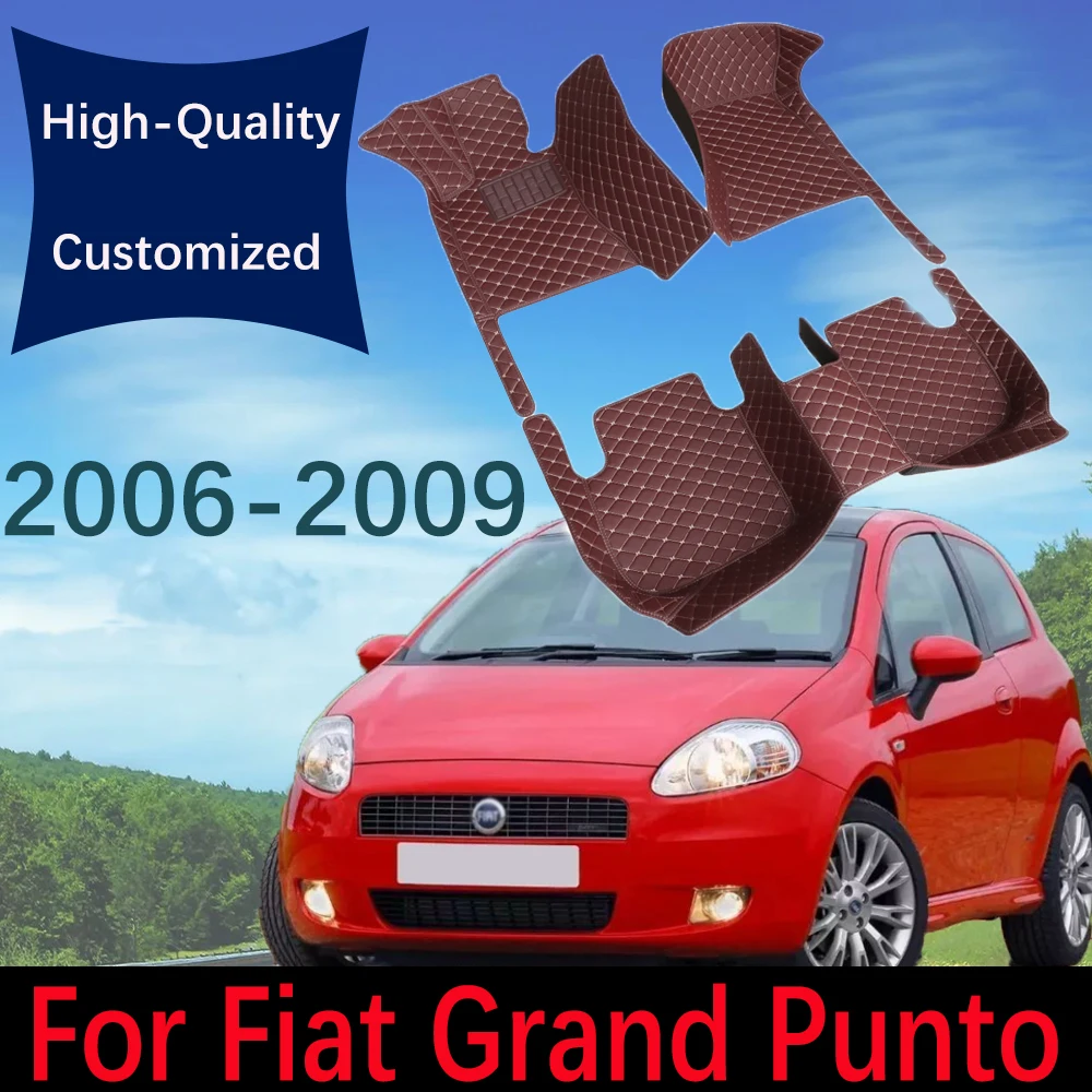 

Custom Leather Car Floor Mats For Fiat Grand Punto Project 2006~2009 3door Automobile Carpet Rugs Foot Pads Interior Accessories