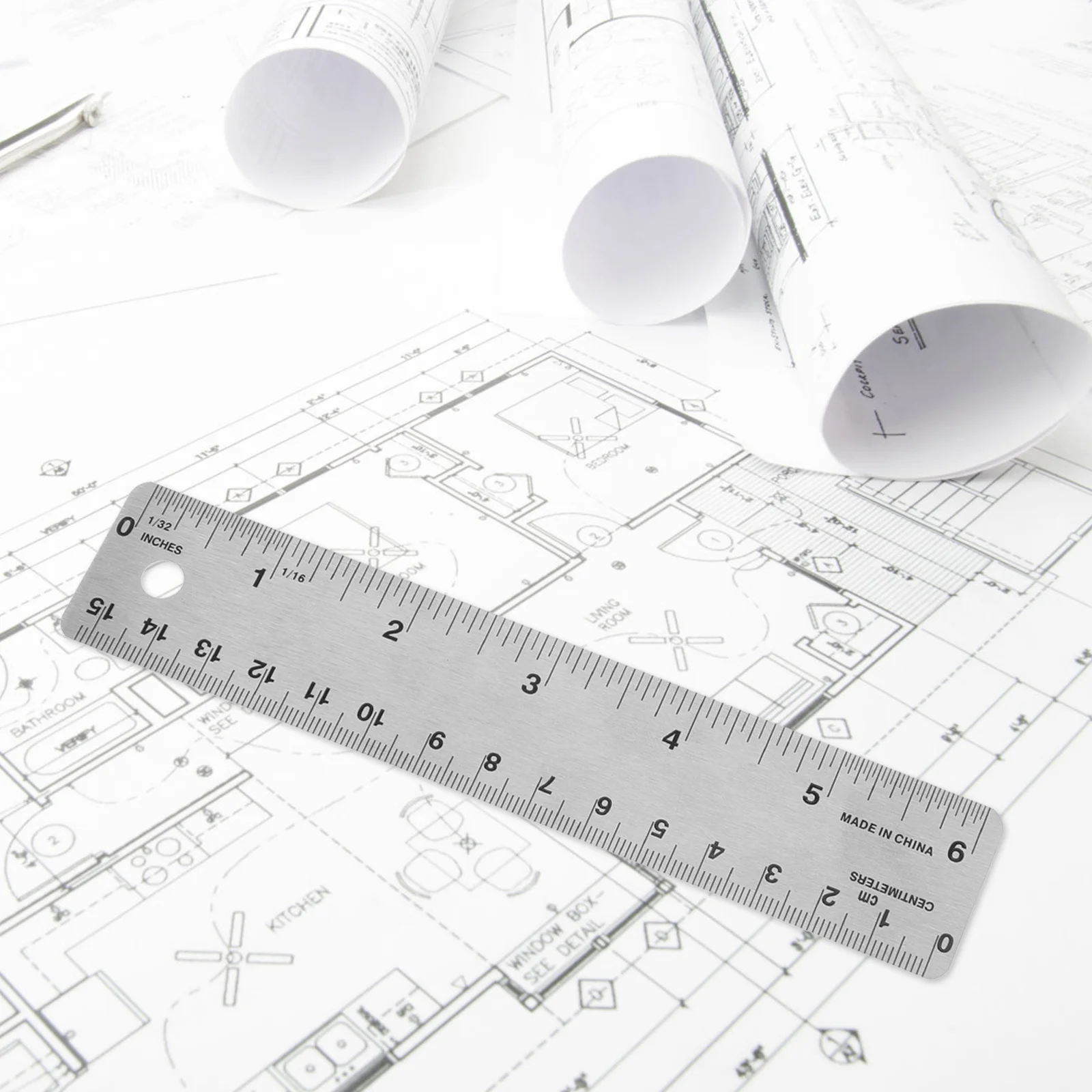 

2pcs Stainless Steel Straight Ruler Cork Back Softwood Scale Measuring Tool For Drawing Graphic Education