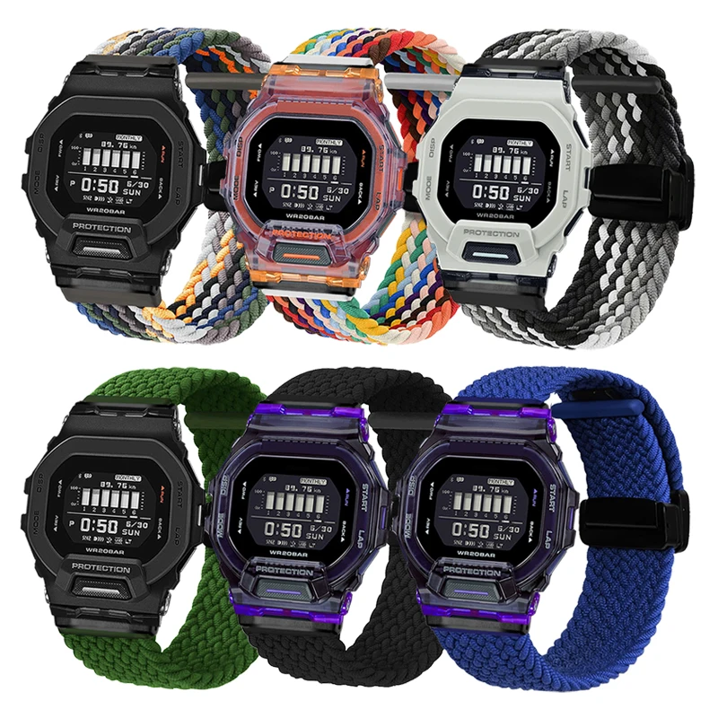 ل كاسيو G-SHOCK مربع صغير GBD-200 GBD200 قماش حزام ساعة اليد الرجال حزام الساعات سوار مغناطيسي gbd-200 النسيج النايلون معصمه