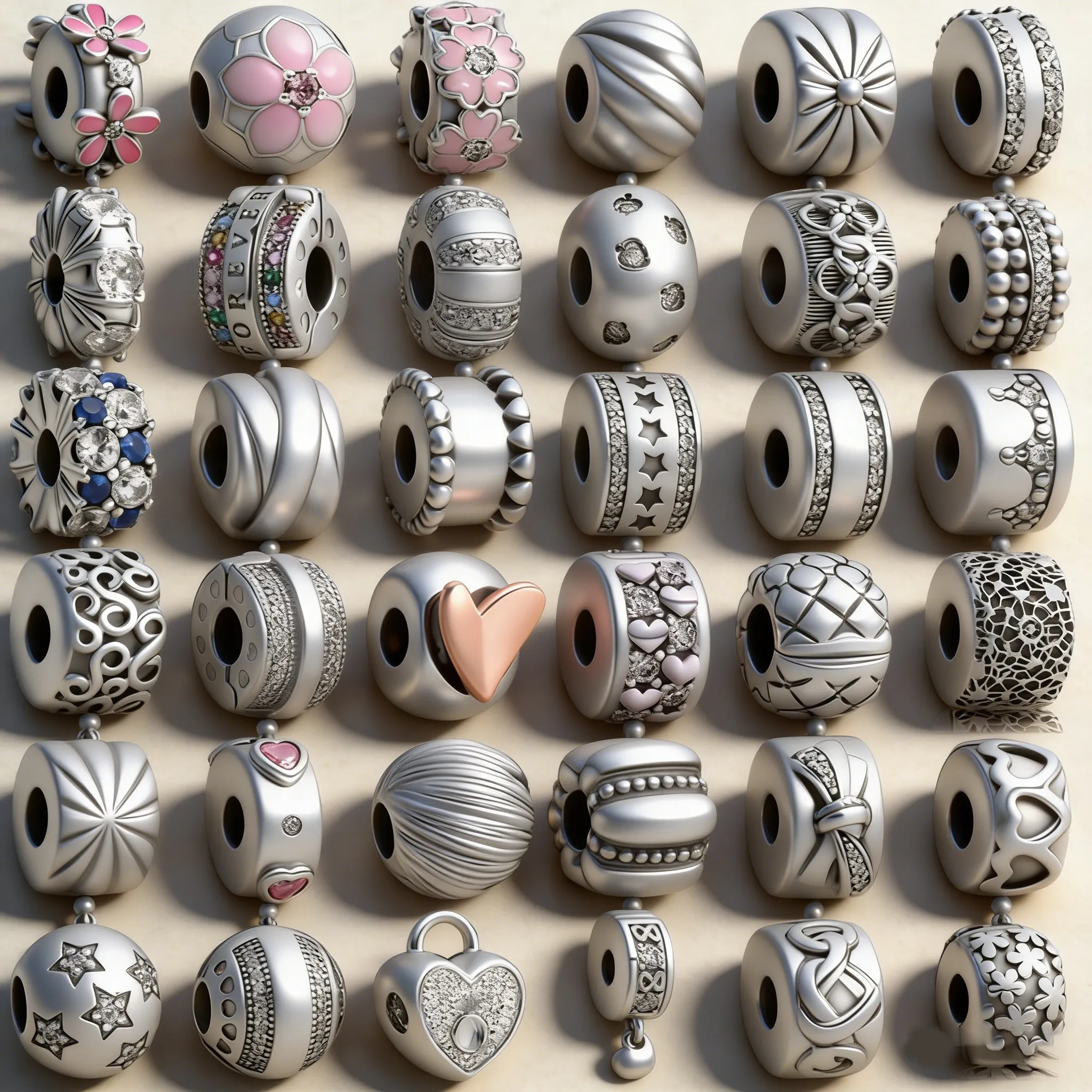 Oferta Imperdível: Berloque de Flor Coração Cintilante para Pulseira e Colar Original Snake Prata – Contas para Joias DIY, Presente Feminino