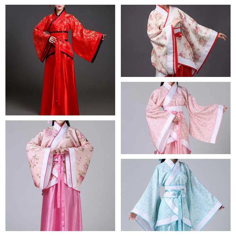 Stage Costumes Chinese Hanfu Skirt Flower Embroidery Performance Cosplay Dress Chinese Ancient Dress Han Tang Dynasty