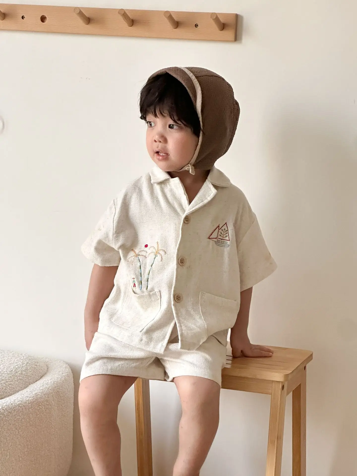 Summer Kids Clothing Set 1-10Y Boys Linen Set Short Sleeve Shirts+Shorts 2Pcs Suit Baby Girls Casual Dress Brother Sister Outfit