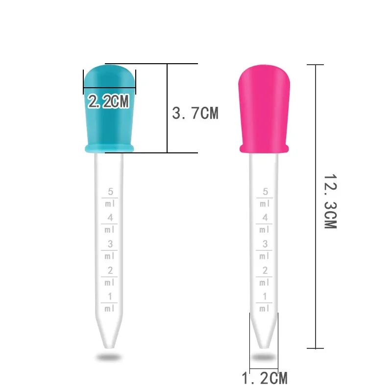 5ml Small Silicone Plastic Graduated Pipette Dropper Feeding Medicine Juice Water Liquid Eye Ear School Lab Experiment Supplies