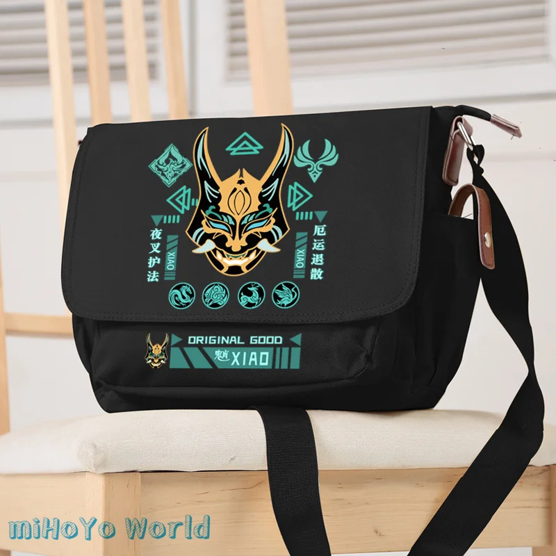 

MiHoYo Game Genshin Impact Xiao Messenger Bag Cosplay Cartoon Unisex Students School Shoulder Bags Fashion Birthday Xmas Gifts