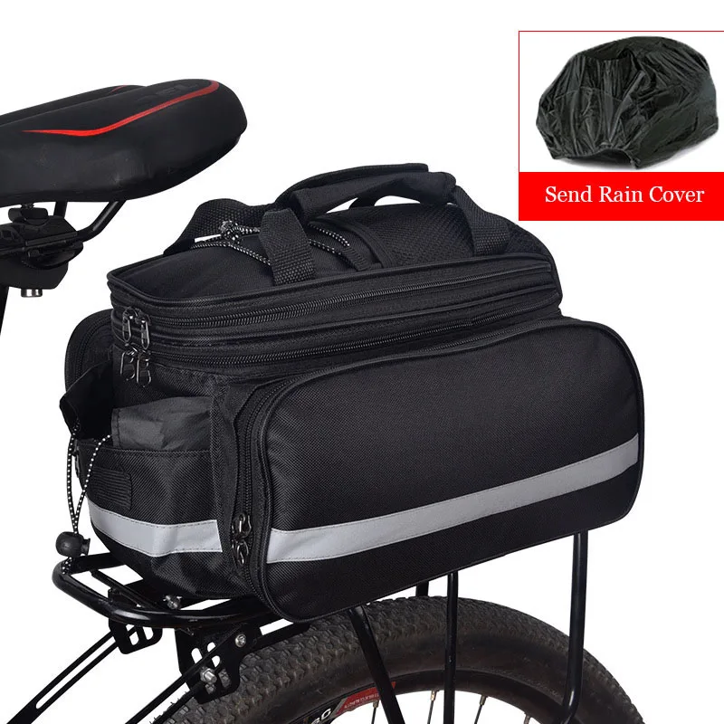 Large Capacity Bicycle Pannier Bag Mountain Bike Rear Shelf Bag Waterproof Storage Luggage Bag Saddle Bag with Reflective Strip