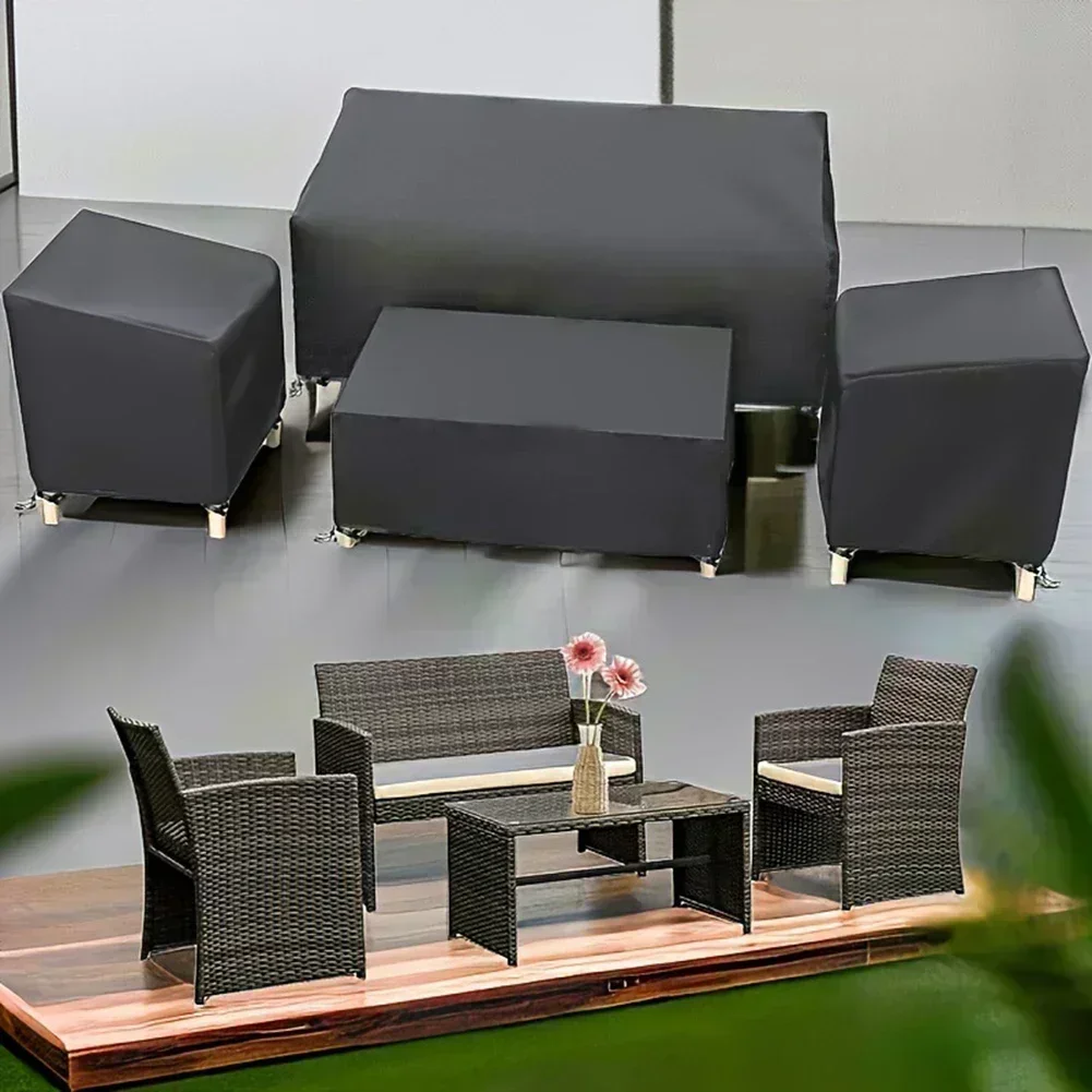 

Комплексный набор чехлов для патио из четырех предметов для наружного использования. Регулируемый дизайн с прочной защитой.