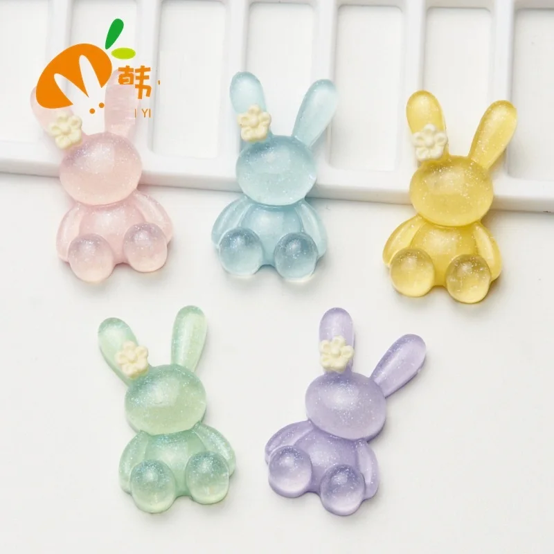 10PCS Translucent wear flowers rabbit hole shoes buckle water cup stickers ornaments hair accessories DIY materials cream glue m