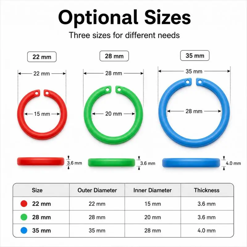 100pcs Colorful Plastic Loose Leaf Rings for DIY Albums, Office Document Binding Supplies view 3