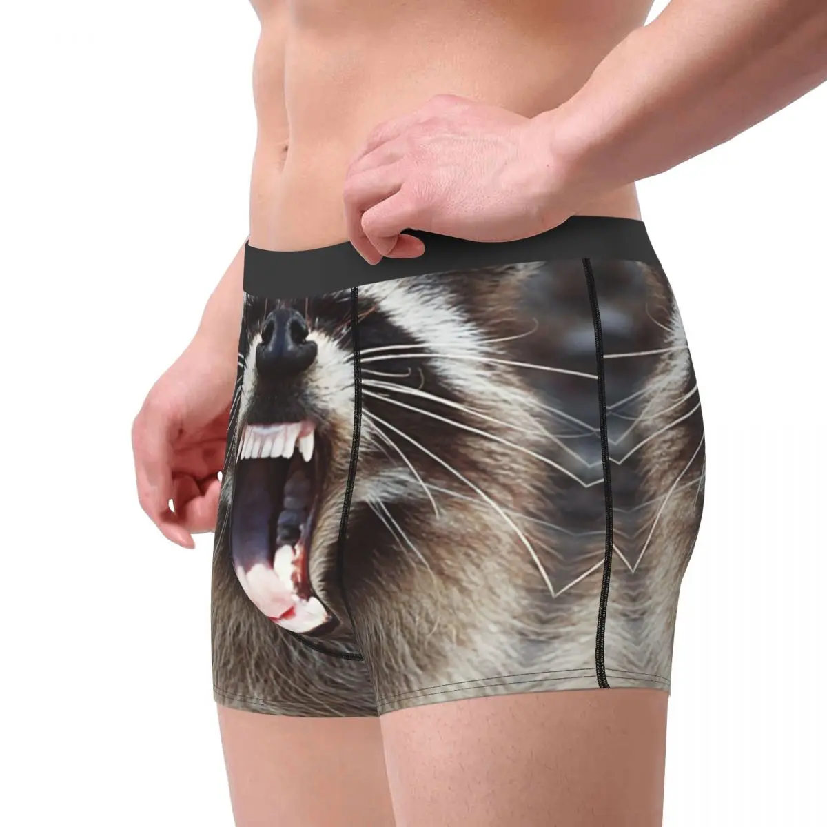 Custom Sexy Male Sexy Raccoon Snarling Underwear Trash Panda Racoon Boxer Briefs Stretch Shorts Panties Underpants