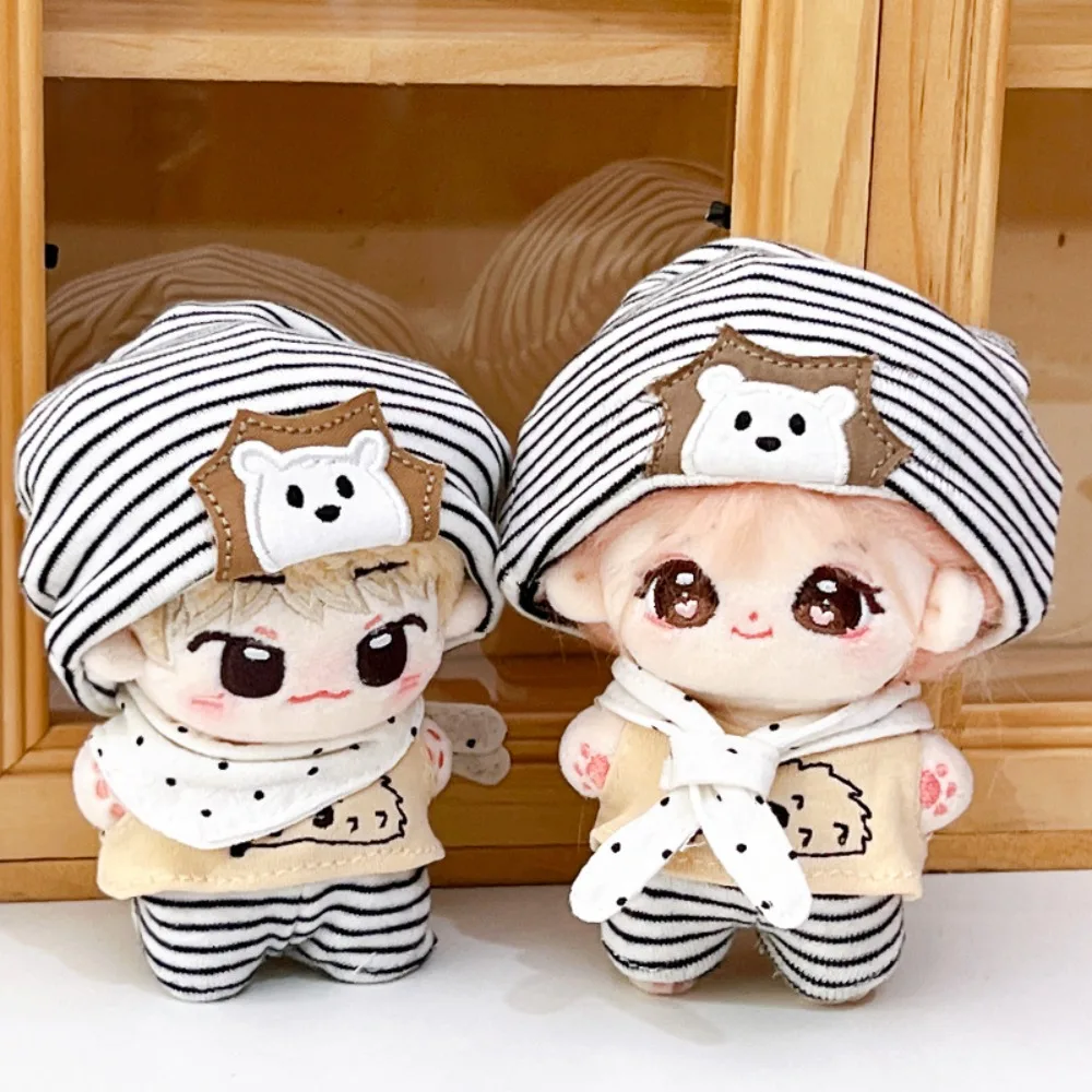 

Hedgehog T-shirt 10cm Cotton Doll Clothes Striped Hat Lovely Doll Clothes Outfit Suit Funny Doll Dress Up Set 10cm Cotton Doll
