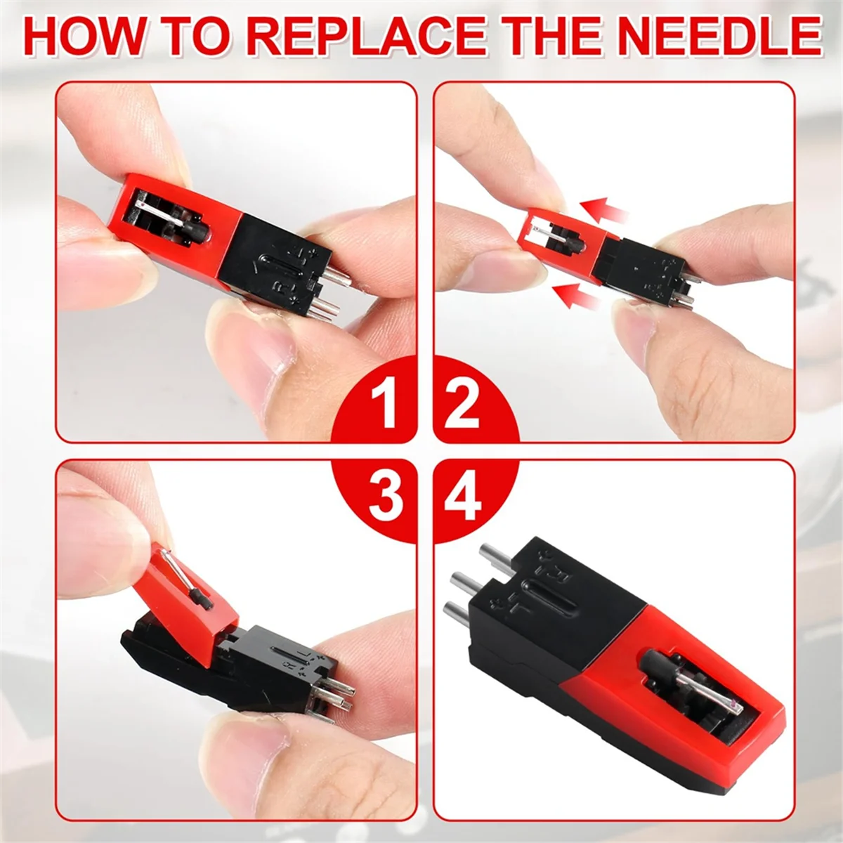 Speler Naald Vervanging, 4 stuks Diamond Platenspeler Stylus Naald, voor Crosley Victrola ION Speler LP Fonograaf XHX