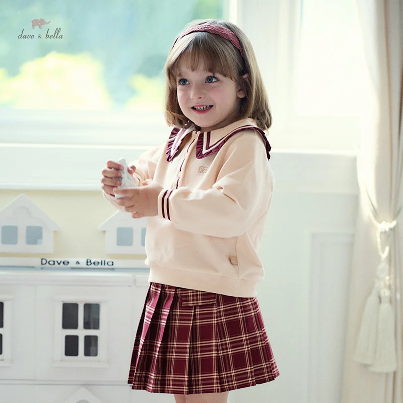 

Dave Bella, детский комплект с полуюбкой, осенне-весенний топ для девочек, юбки, комплект из двух предметов, милые элегантные платья, детская одежда DB3241637