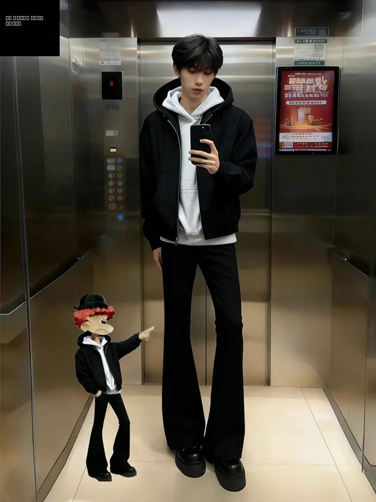 

Мужские джинсы Cleanfit с высокой талией, на флисовой подкладке, расклешенные, прямого кроя, из эластичного денима, с высокой посадкой, облегающие, удлиненные, повседневные брюки