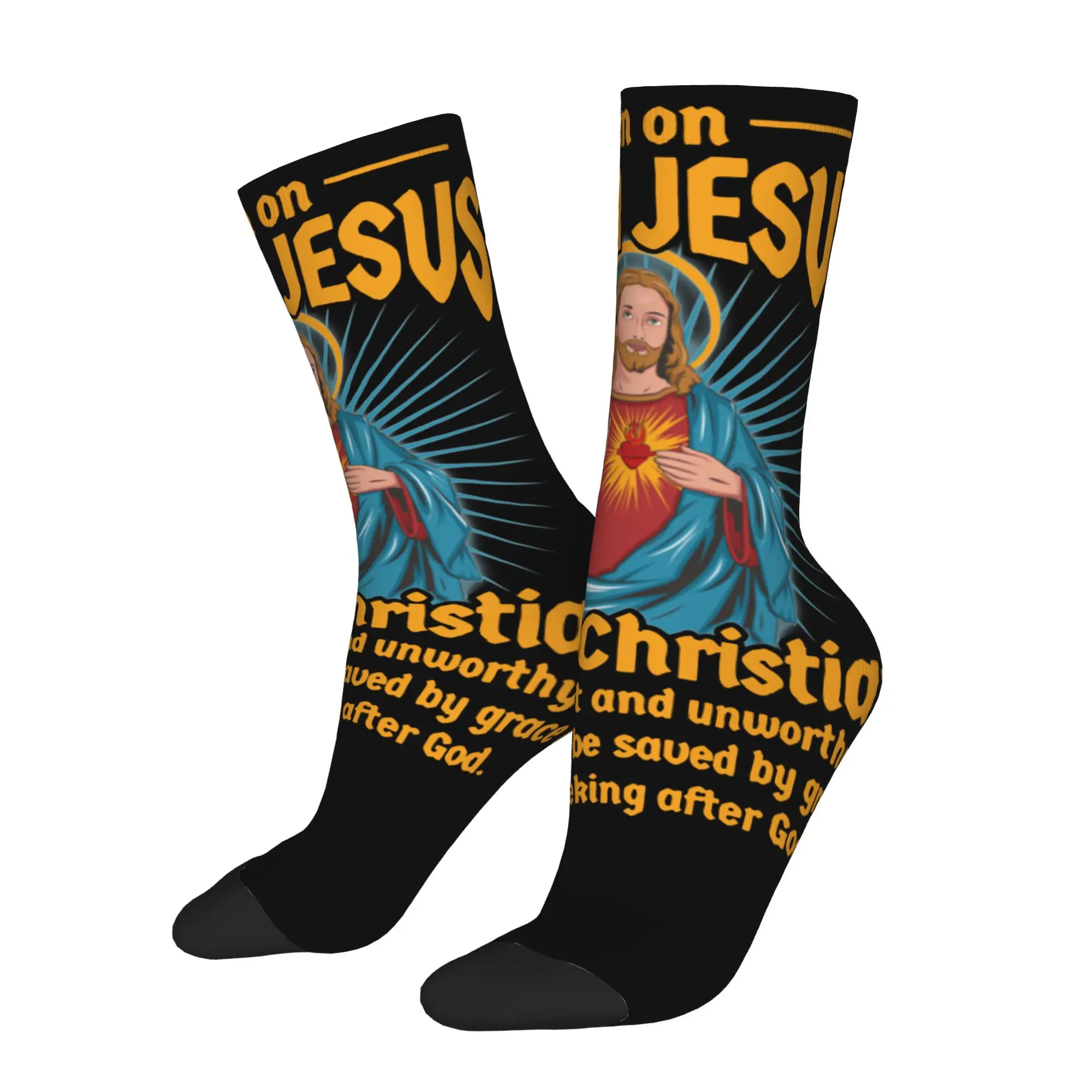 I'm on Team Jesus Socks Men Women Polyester Funny Happy  Socks Novelty Spring Summer Autumn Winter Middle Tube Socks Gift