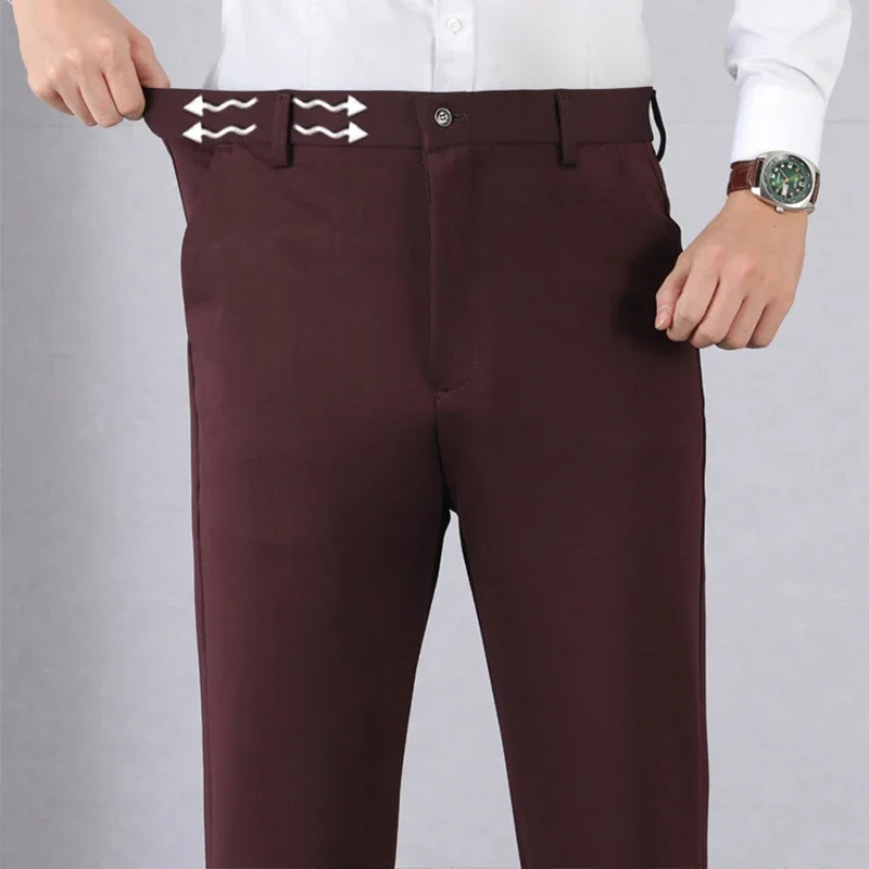 3 pieces of custom logo high elastic men's classic pants high waist pants business casual pants