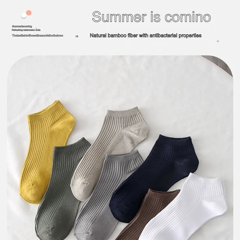 Men's socks cotton bamboo fiber deodorant and sweat absorption summer shallow mouth breathable short tube boat socks cotton invi