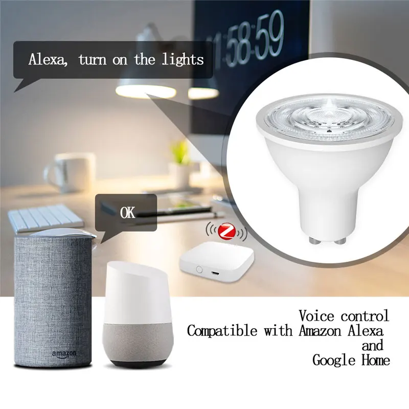 Tuya Zigbee Smart Home LED Spotlight RGBCW Dimming Bulb GU10 Interface 5W Smart Multifunctional Lamp Cup