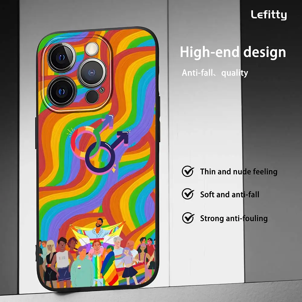 Casing HP Gay Queer Homoseksualitas untuk iPhone 16 15 14 13 Pro Max Plus Mini, Casing Lunak Buram Anti-Shock