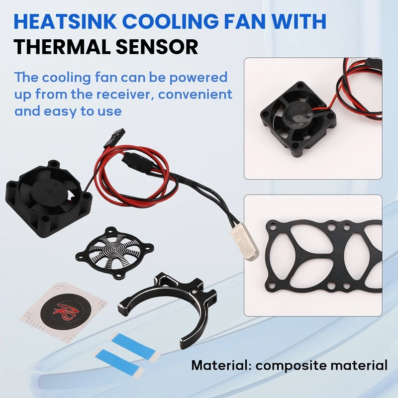 Best-For RC Car 3650 3660 550 540 Motor Heatsink Cooling Fan With Thermal Sensor CNC Aluminum Alloy Clamp Heatsink