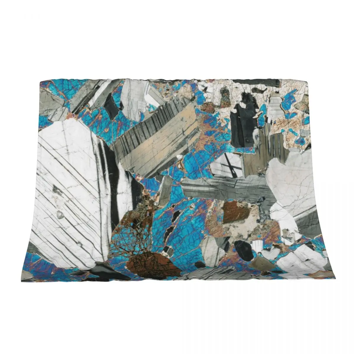 

Gabbro from Huntly, Scotland rock thin section microscope photo - Scottish geology gift Throw Blanket Furrys Picnic Blankets
